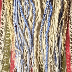 Blue and Cream Braided Hair Extensions